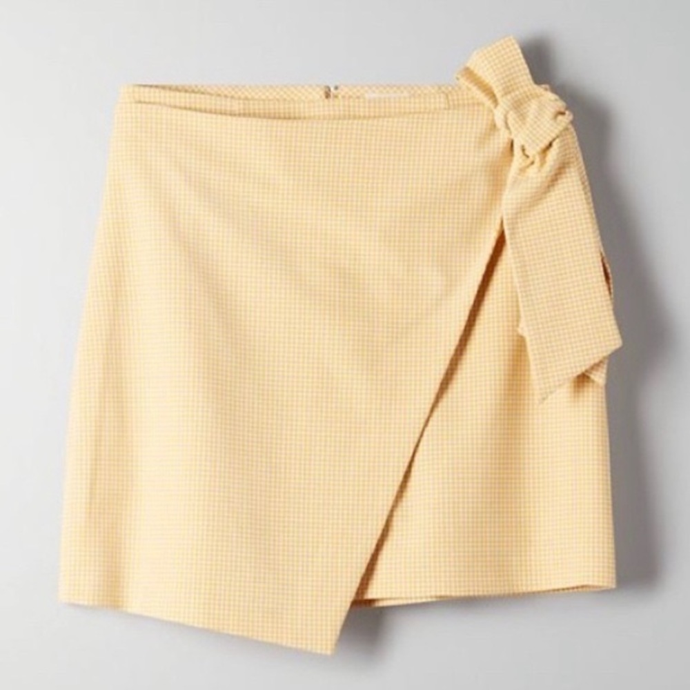 NWT Wilfred Aritzia Dorine Yellow Gingham Skirt - Size 4